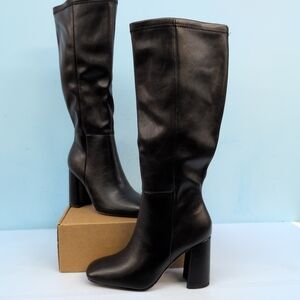 Women's Elegant Black Knee High Boots Size 8